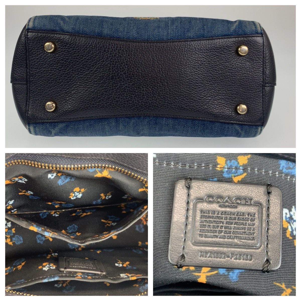 COACH コーチ デニムスワッガー ネイビー 紺 シルバー金具 デニム 
