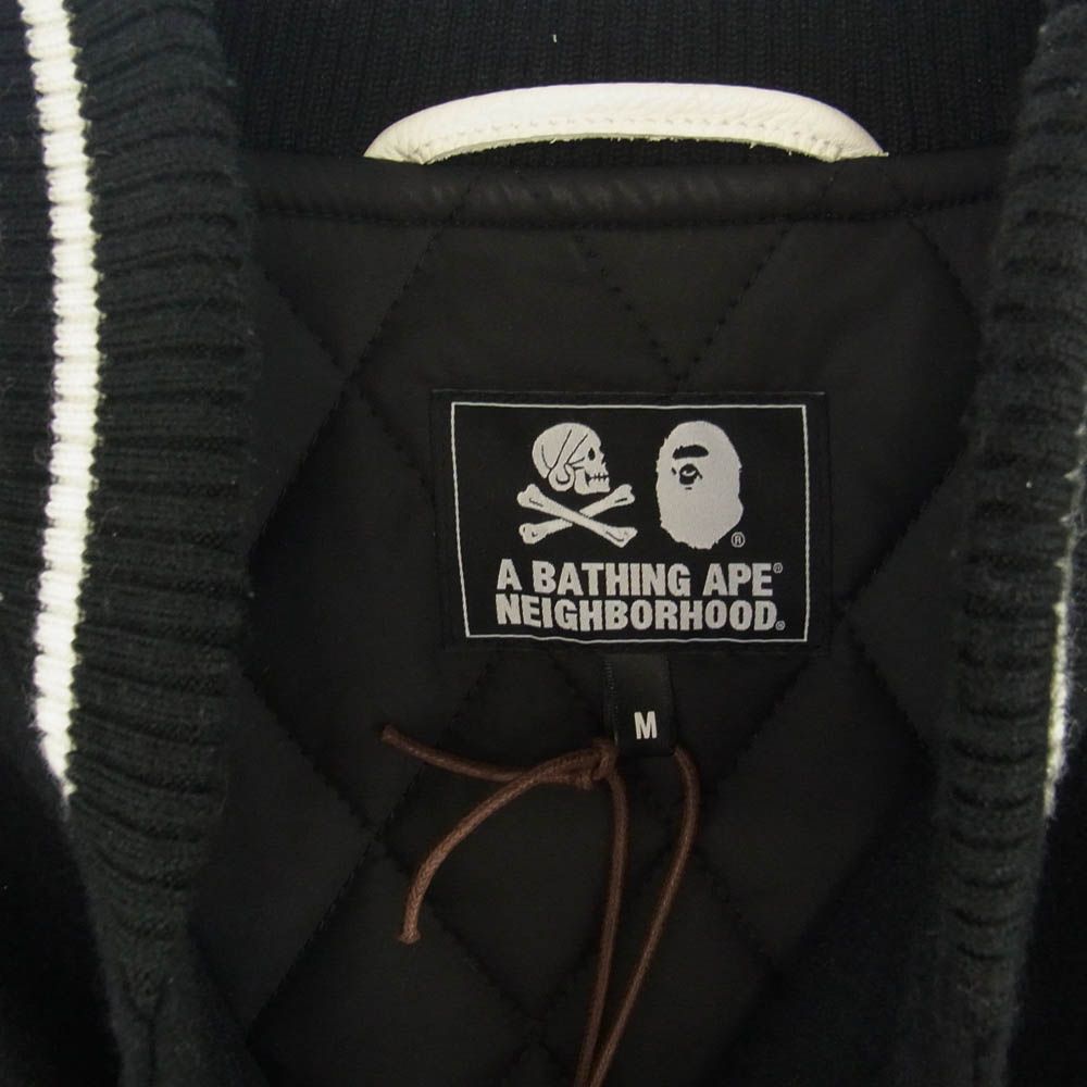 BAPE × NEIGHBORHOOD バーシティジャケット Lサイズ　黒色 Lサイズ　黒色 × BAPE NEIGHBORHOOD バーシティジャケット