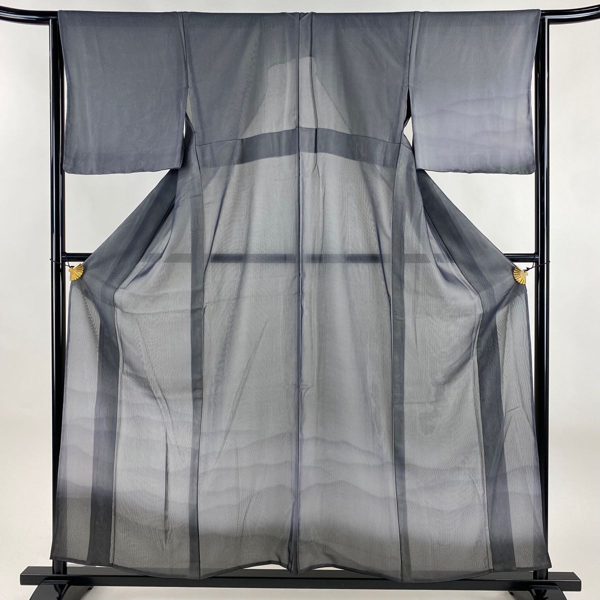 付下げ 身丈156cm 裄丈64cm M 紗絽袷 霞 ぼかし 灰色 正絹 秀品