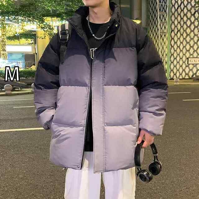 [M]春 コーデ メンズ 服 シンプル ファッション オシャレ 大人 かっこいい 大きいサイズ ストリート 紳士服 グラデーション 暖かい コート スタンドカラー ジャケット 冬 コットンコート コットン