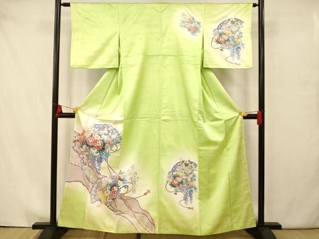 平和屋着物□訪問着 絞り 扇面花文 金彩 逸品 DAAA8786fe