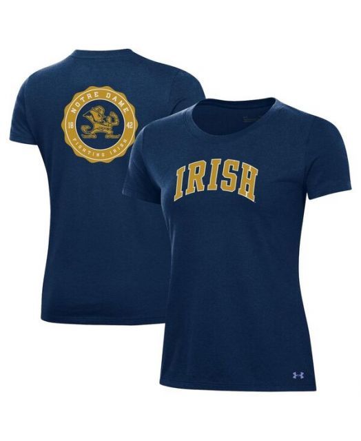 送料無料 アンダーアーマー レディース Tシャツ トップス Women s Navy Notre Dame Fighting Irish Essentials 2-Hit Performance T-Shirt Navy