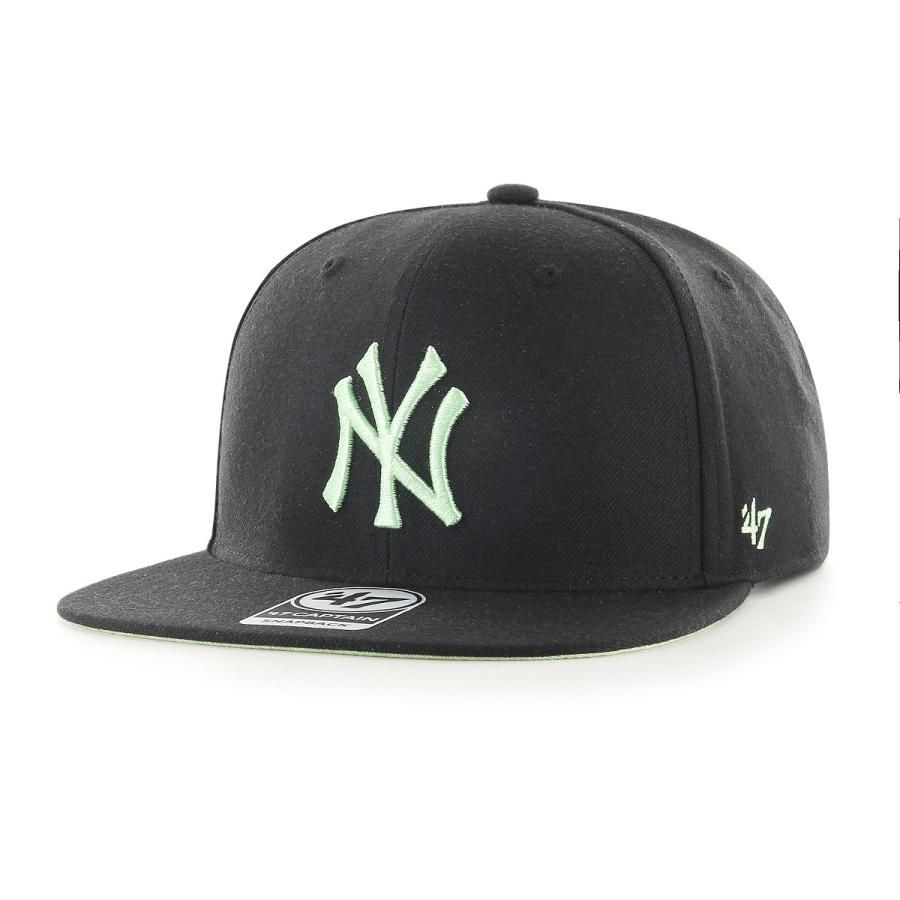 47 キャップ ヤンキース メンズ レディース 47BRAND 帽子 ブランド フラットバイザー キャップ '47 BALLPARK CAPTAIN ブラック × ミント 【TB】