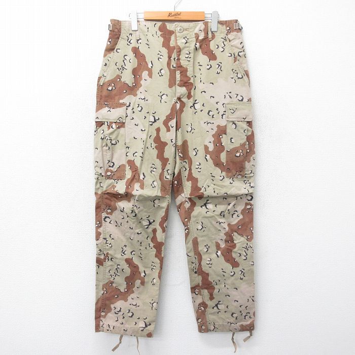 W35/古着 ミリタリー カーゴ パンツ メンズ 90s デザートカモ チョコチップ ベージュ他 カーキ 迷彩 spe 24aug08 中古 ボトムス ロング