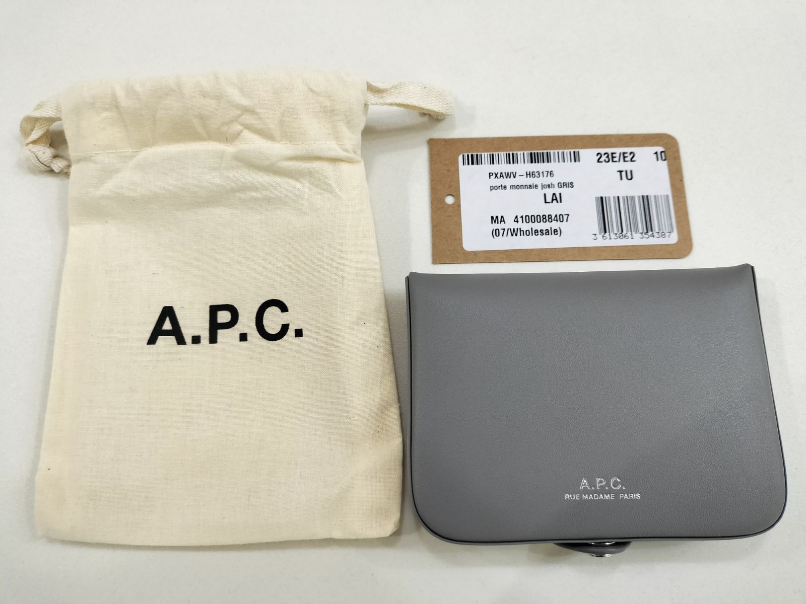 a.p.c. グレー レザー コインケース APC josh コインケース グレー CLAY GRAY