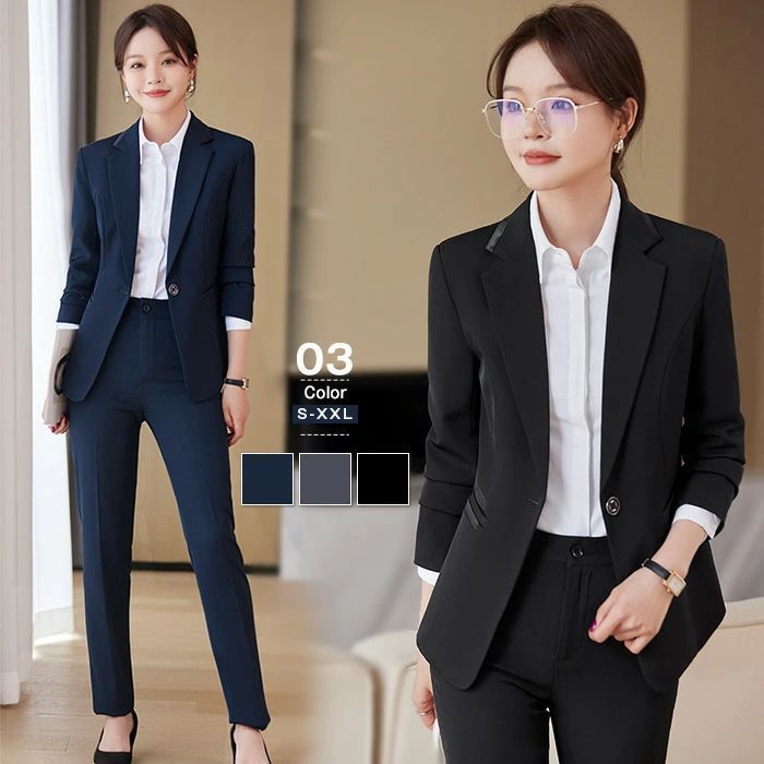 セットアップ パンツスーツ レディース スーツ Vネック ロング丈 ビジネス リクルート オールシーズン 洗える 春 夏 秋 冬 大きいサイズ 上品 入学式 ジャケット zzr02114355bc2