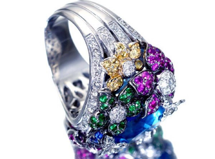 超大粒天然ブルートパーズ12.11ct＆マルチ宝石＆ダイヤ1.18ct