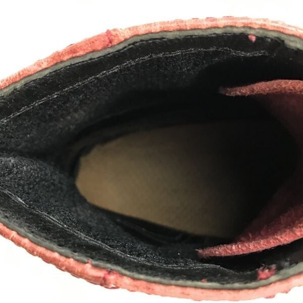 23.0-24.0程度|赤×ベージュ レースアップ|Leather|Boots|shoes◆TWB91-33