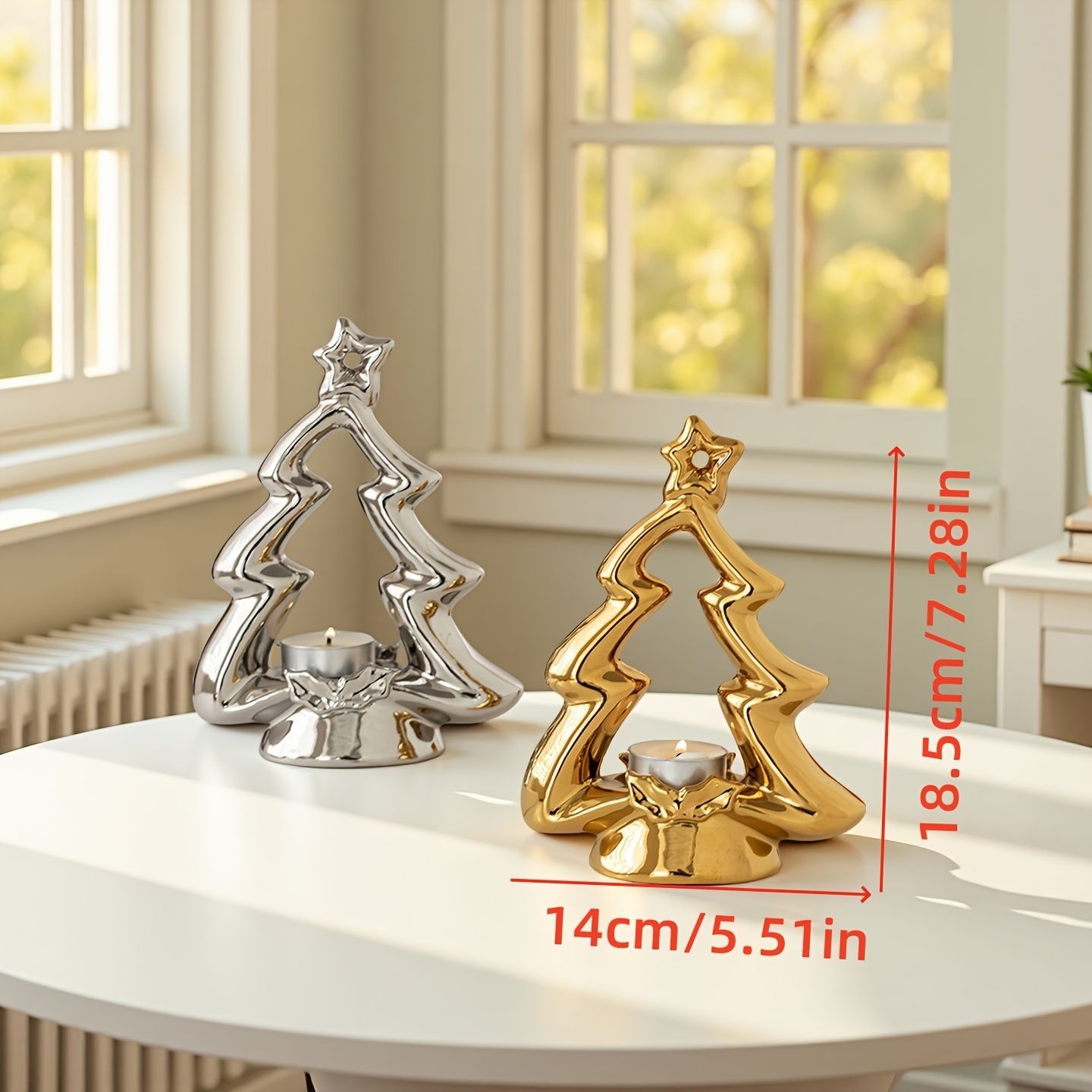 キャンドルホルダー キャンドルスタンド クリスマスツリー型 シルバー