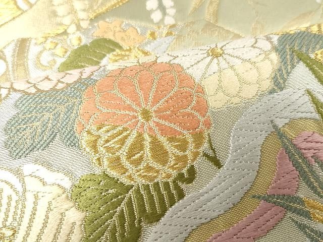 ◆692◆六通　袋帯　汕頭刺繍　金糸華文　有職文様　鴛鴦　正絹　着物帯　和装 楽天市場】袋帯 美品 逸品 華文 更紗 汕頭刺繍 金通し 青灰色 六