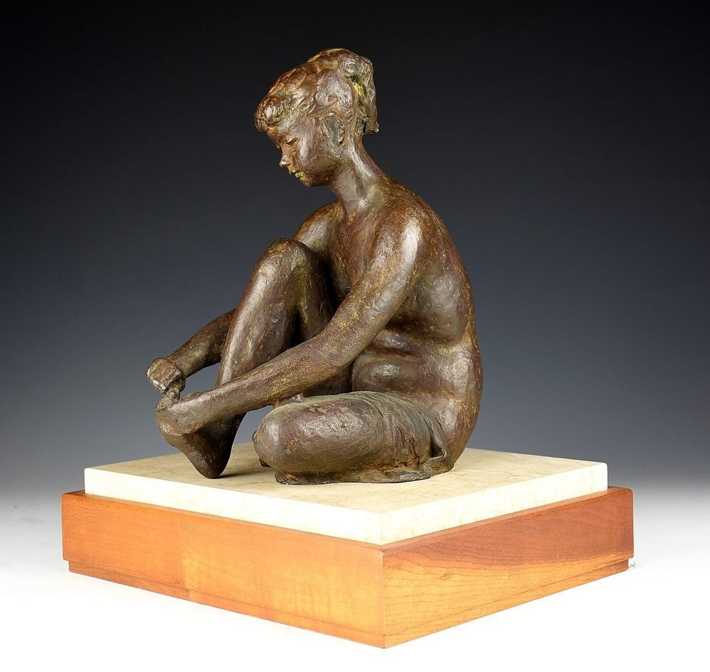 ブロンズ像　裸婦像　飛躍　館野弘青 Yahoo!オークション - 館野弘青 ブロンズ 裸婦像 高約35.5cm 2.1