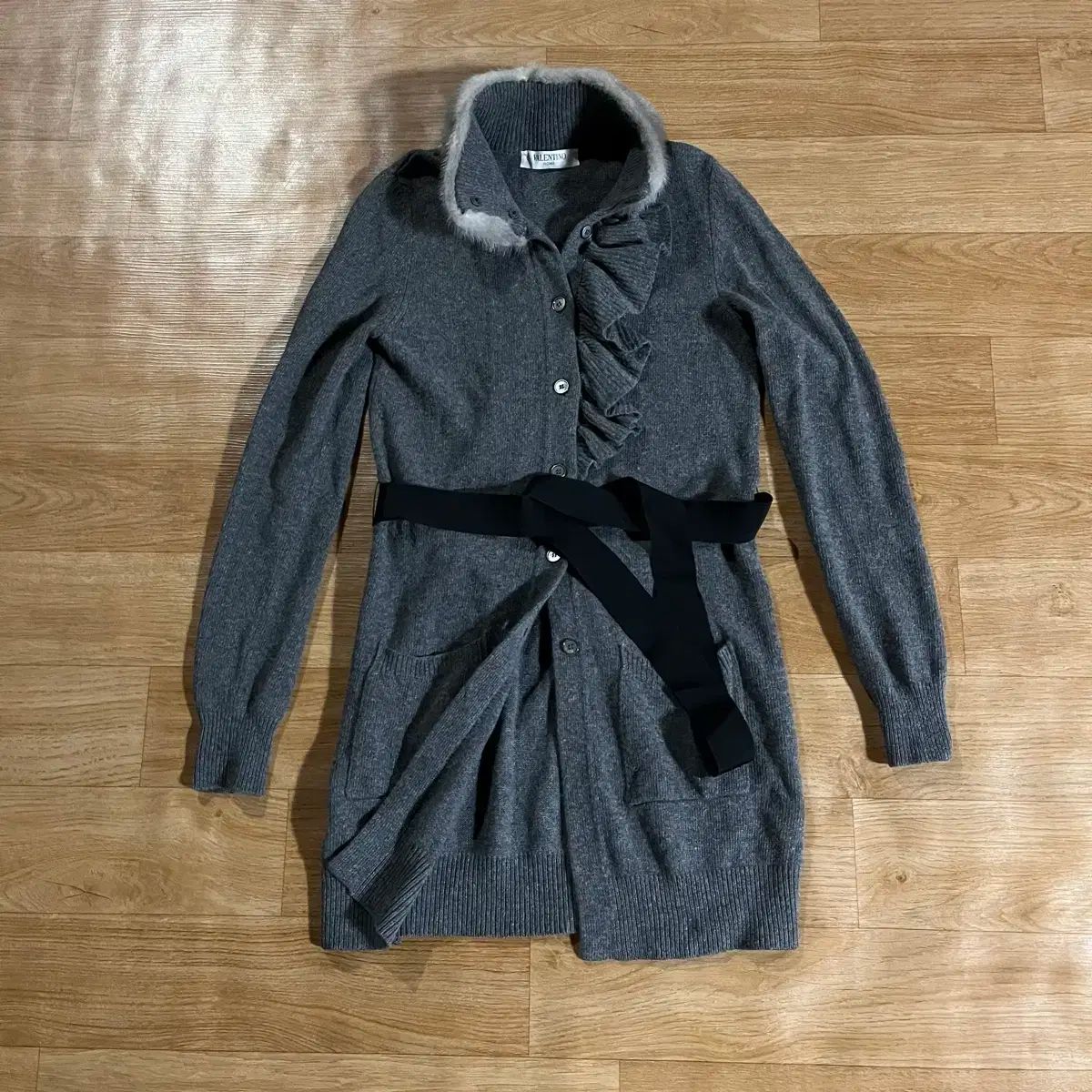 レディース 44 Valentino ヴァレンティノ ベルベット襟 ワンピース カーディガン