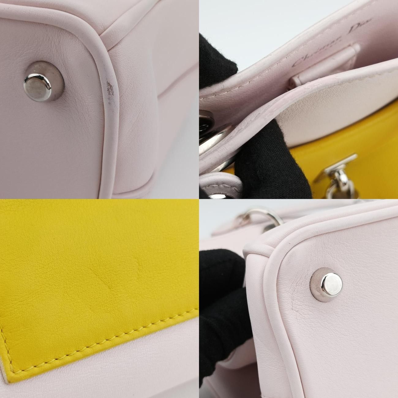 Diorレディディオール ラージピンク×イエローレザー17-BO-0174