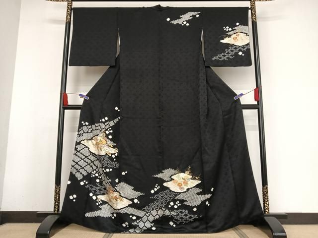 ZF-1047 訪問着 トールサイズ しつけ糸 高級 逸品 紗綾形 地紋 正絹 新品】トールサイズ 訪問着 しつけ糸つき 正絹 裄丈69cm 流水