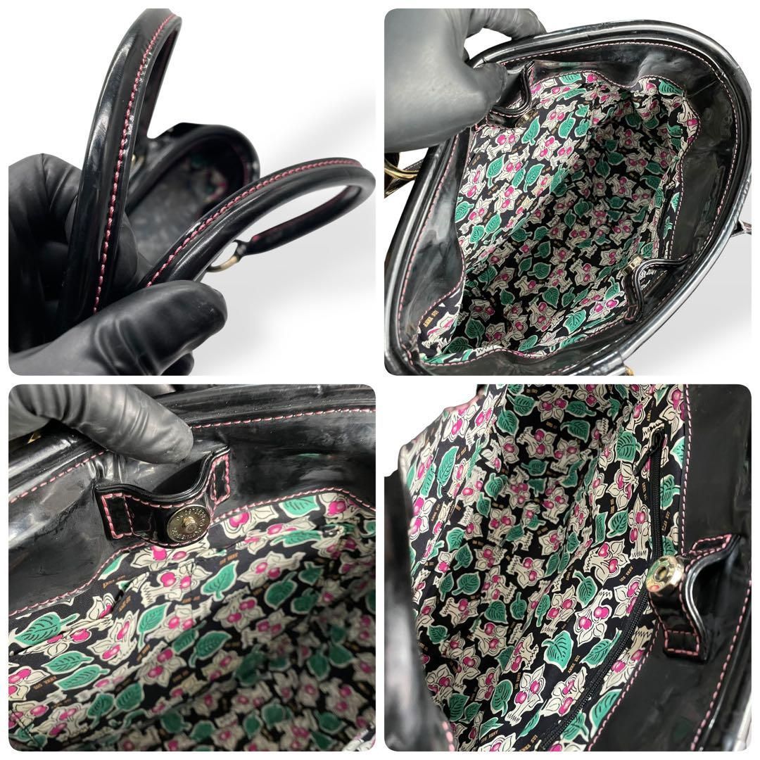 Kiuiです‼️アナスイ　エナメルトートバック　ハンドバッグ 美品 ANNASUI アナスイ ハンドバッグ エナメル トートバッグ