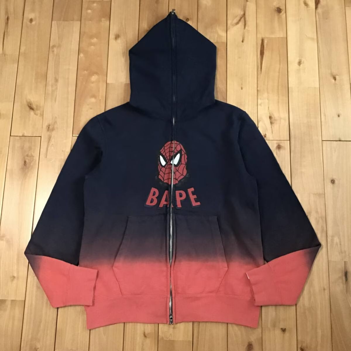 A BATHING APE パーカー スパイダーマン コラボ スパイダーマン × BAPE フルジップ パーカー Mサイズ marvel comics