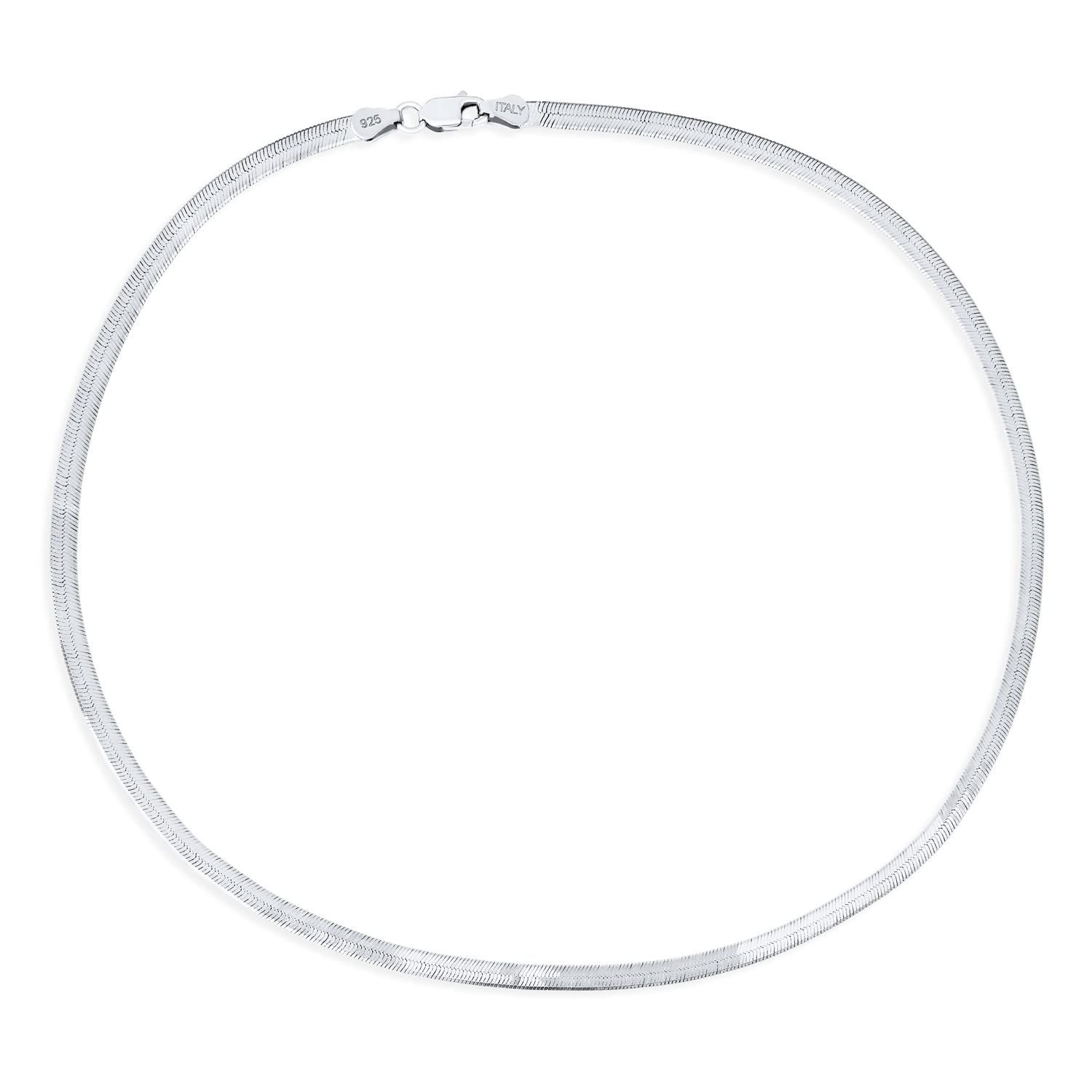 Bling Jewelry イタリア製の16インチから18インチまでの女性用フラット3.5mm 5mm 6mmのカウンタードイエロー14Kゴールドメッキ.925スターリングシルバーヘリンボーンキュベットスネークチェーンオメガチョーカーネックレ