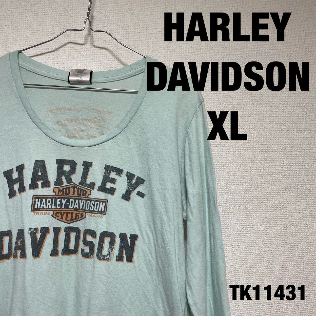 USA製 XLサイズ Harley-Davidson ロンT HARLEY DAVIDSON USA製 Tシャツ 長袖 XL ライトブルー ビッグ