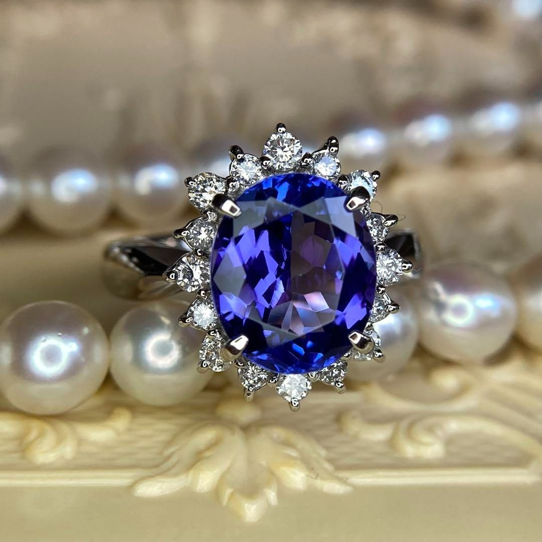 三越ブランド タンザナイト 4.05ct × ダイヤモンド リング 指輪｜鑑別書付き