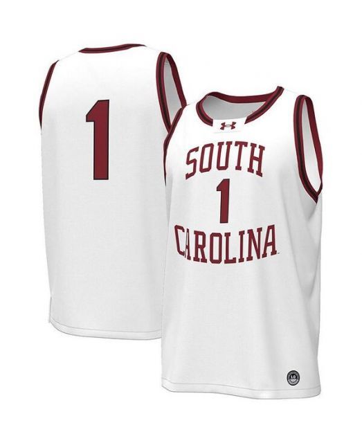 【送料無料】 アンダーアーマー メンズ シャツ トップス Men's #1South Carolina Gamecocks Replica Basketball Jersey White