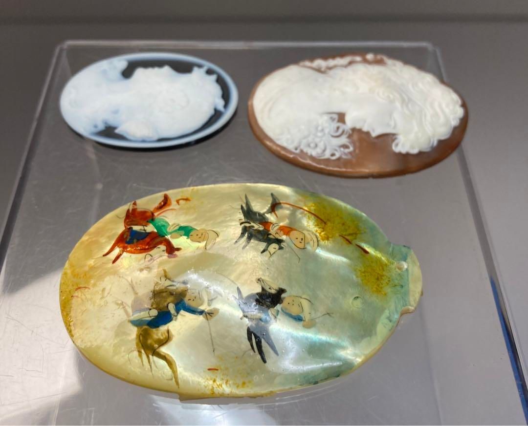 本カメオ ストーンカメオ 白蝶貝のアクセサリー3点40g 東Y6-0229