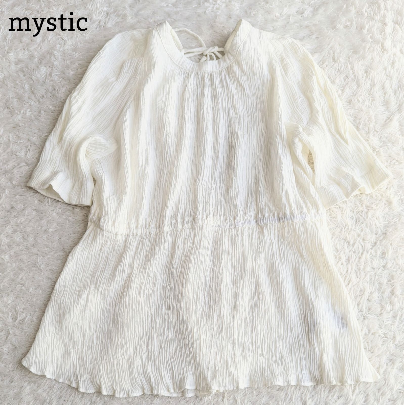 美品□mystic ミスティック 2way バックVリボンブラウス