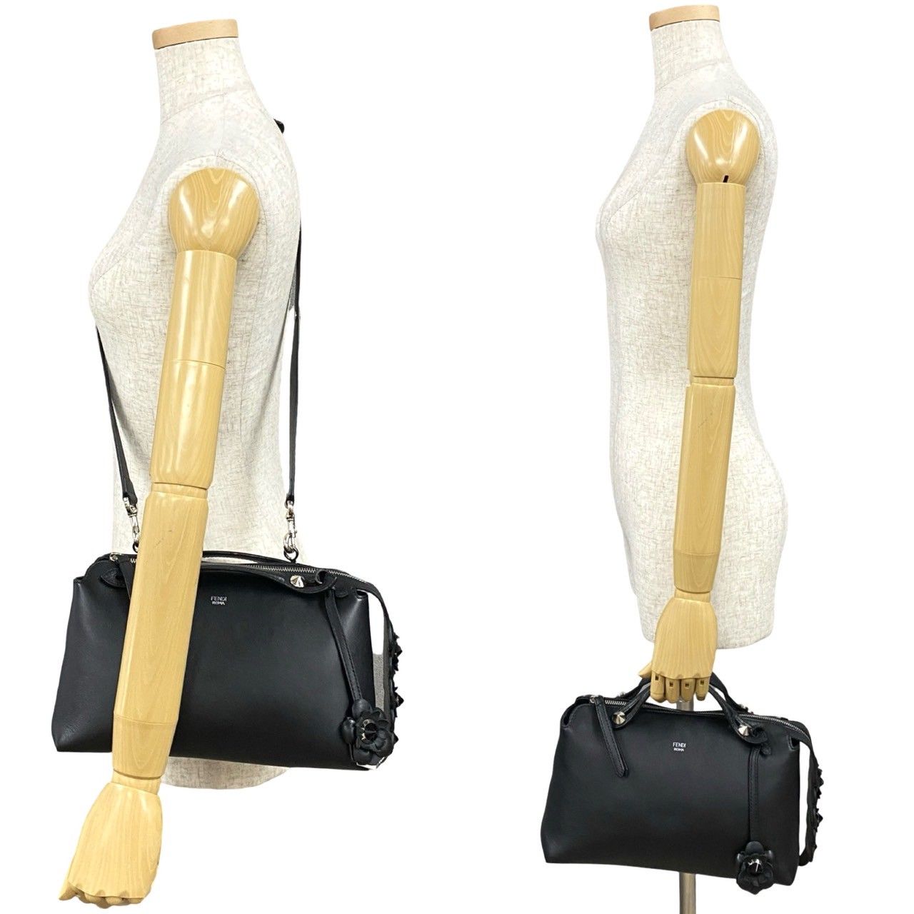 美品　フェンディ バイザウェイ ミディアム　ハンドバッグ　ブラック レザー FENDI フェンディ バイザウェイミディアム ブラック レザー【431