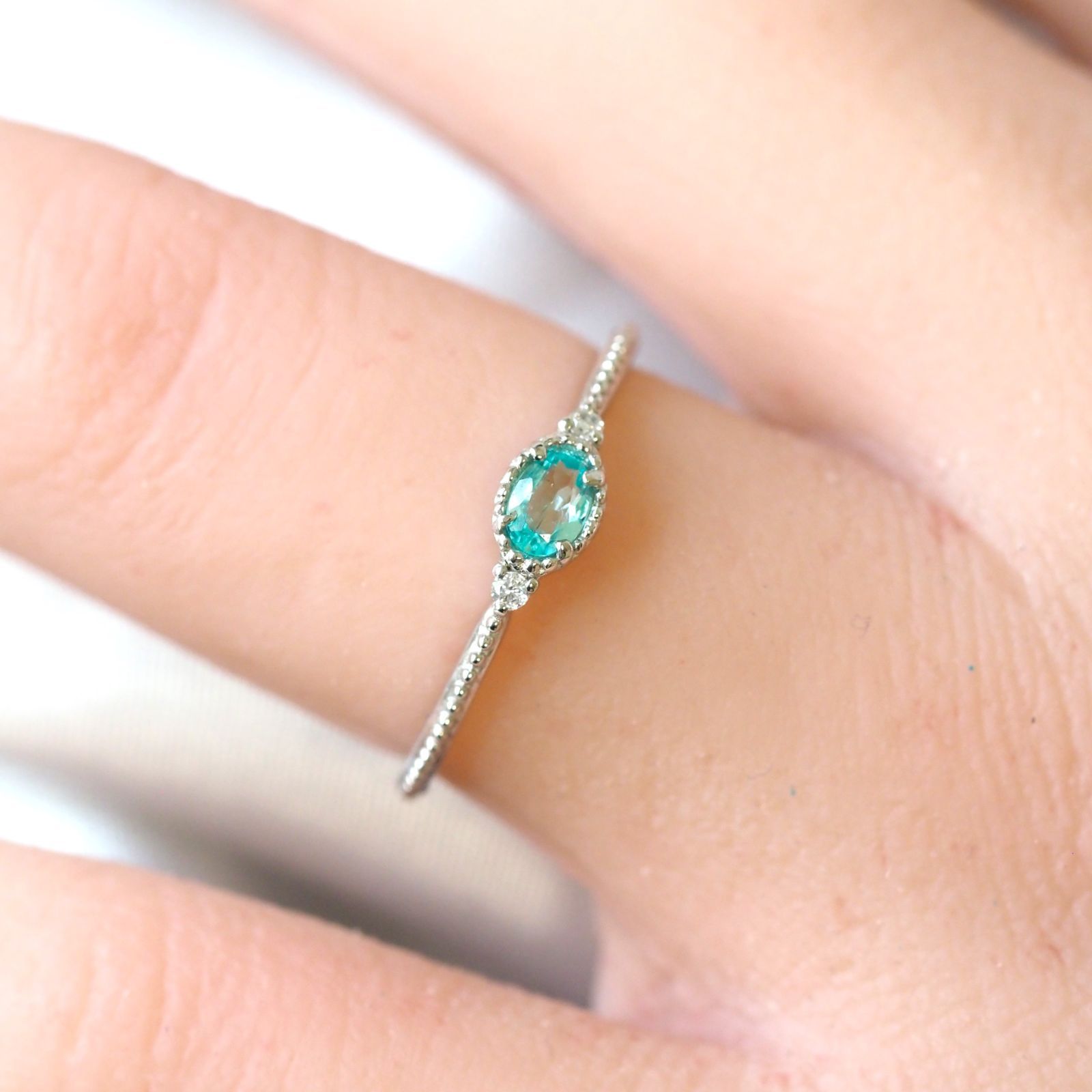 パライバトルマリン ブラジル産 リング 0.122ct D0.02ct pt900 日本 