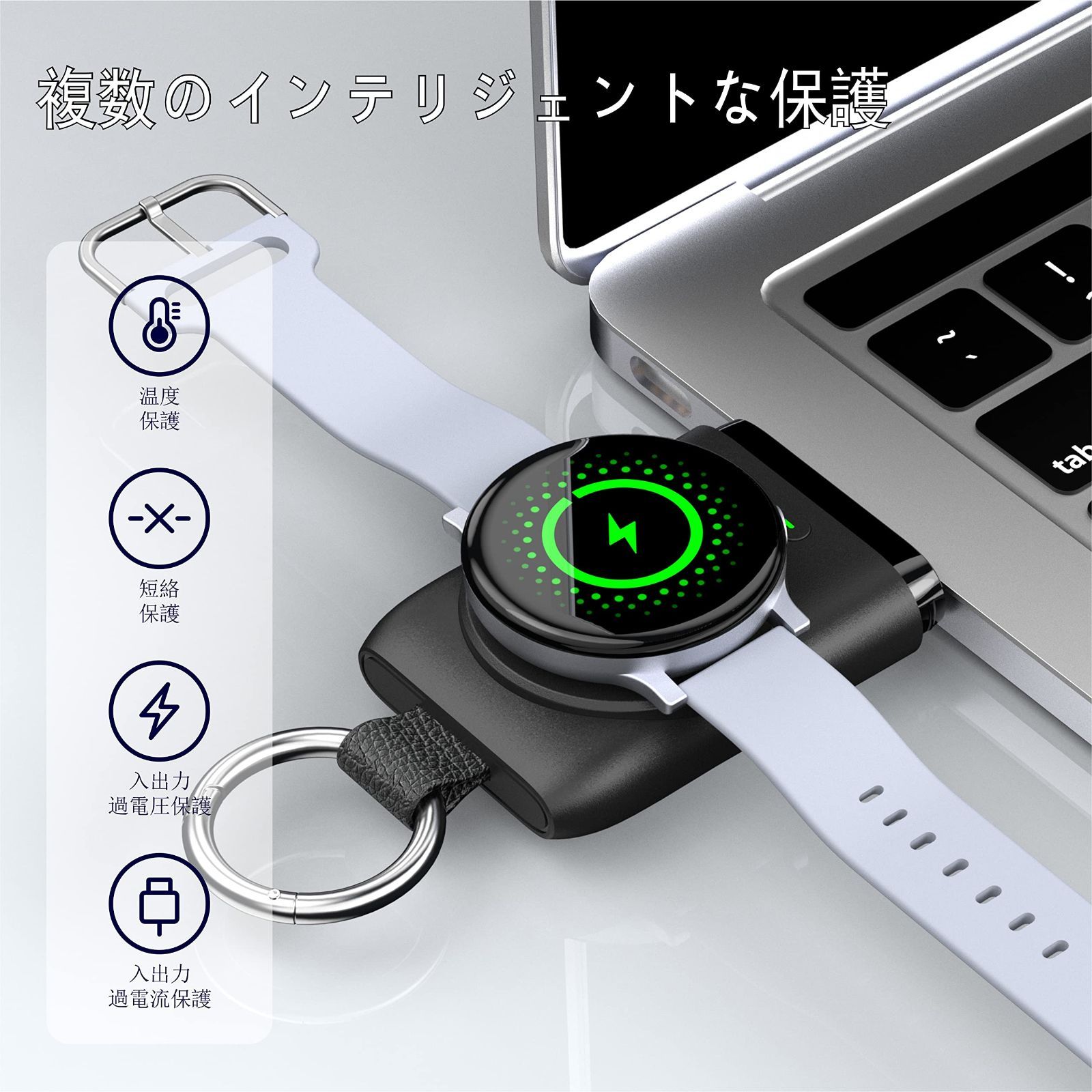 携帯式磁気充電器 Galaxy watch対応 USBC 1400mAh