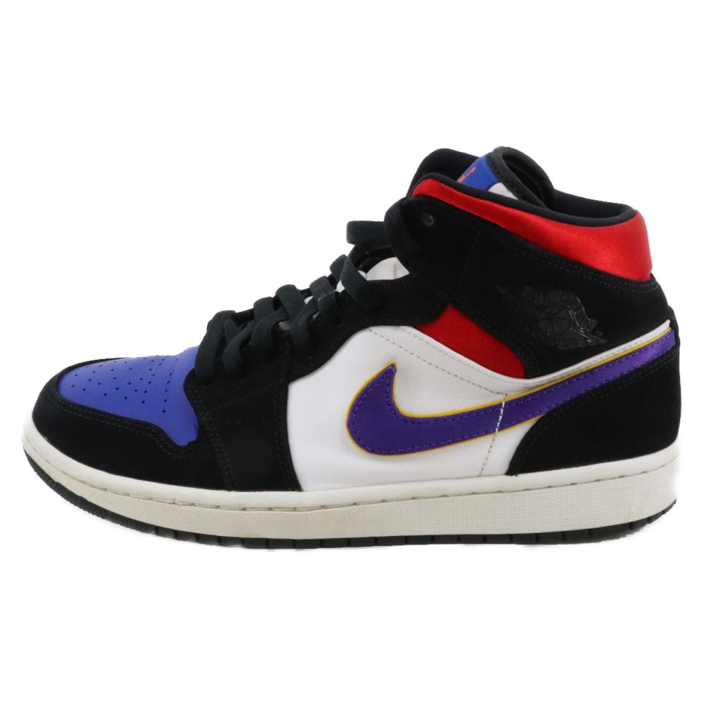 NIKE (ナイキ) エアジョーダン1 ミッド レイカーズ トップ3 ミッドカットスニーカー ホワイト/ブラック/パープル US8.5/26.5cm 852542-005