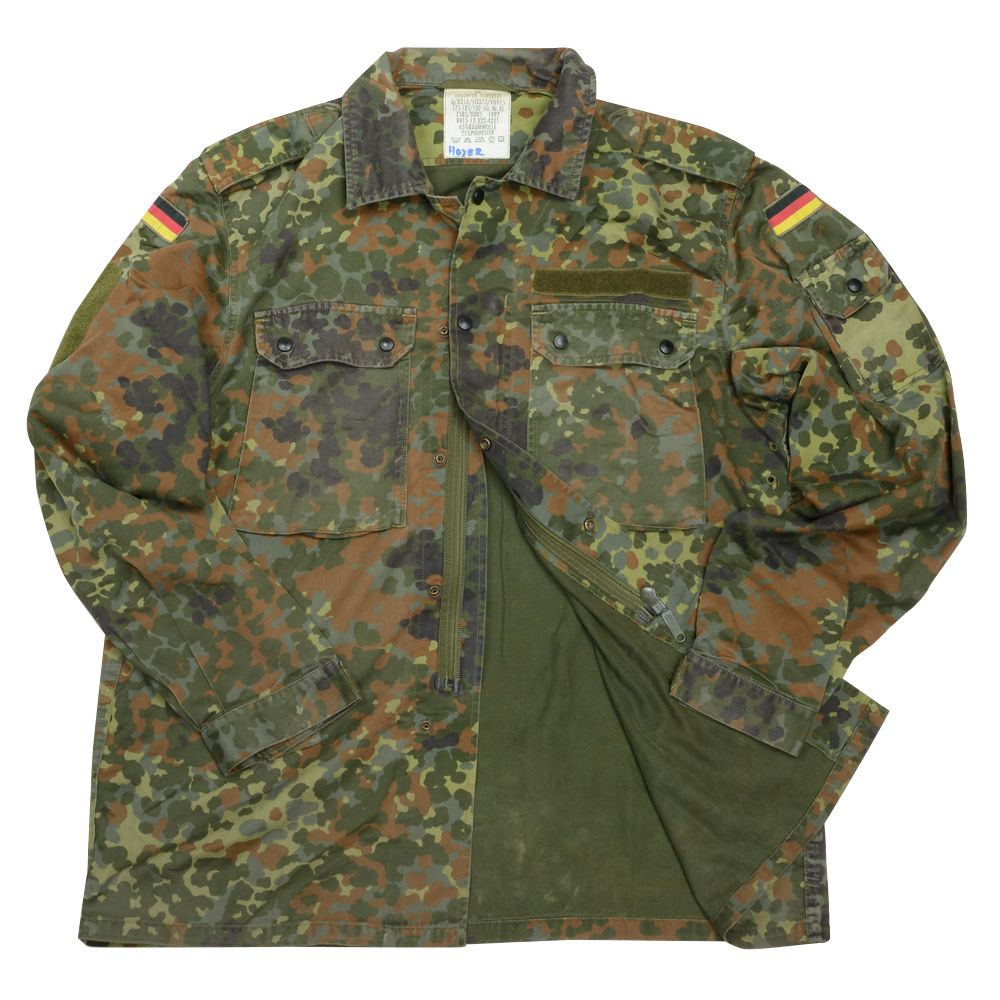 ドイツ軍放出品 コンバットジャケット 国旗パッチ付き フレクター迷彩 [ サイズ13 / 難あり ]