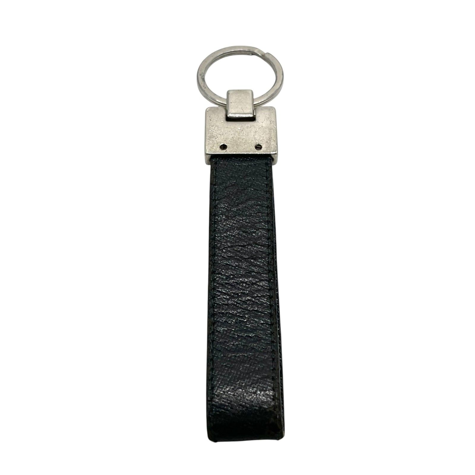美品 PRADA ブラックレザー キーリング PRADA プラダ キーリング M780 ブラック レザー×シルバー金具 美