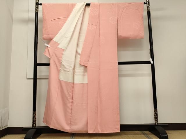 平和屋着物○男性 色無地 亀甲花地紋 秘色色 正絹 逸品 CAAU2862yc
