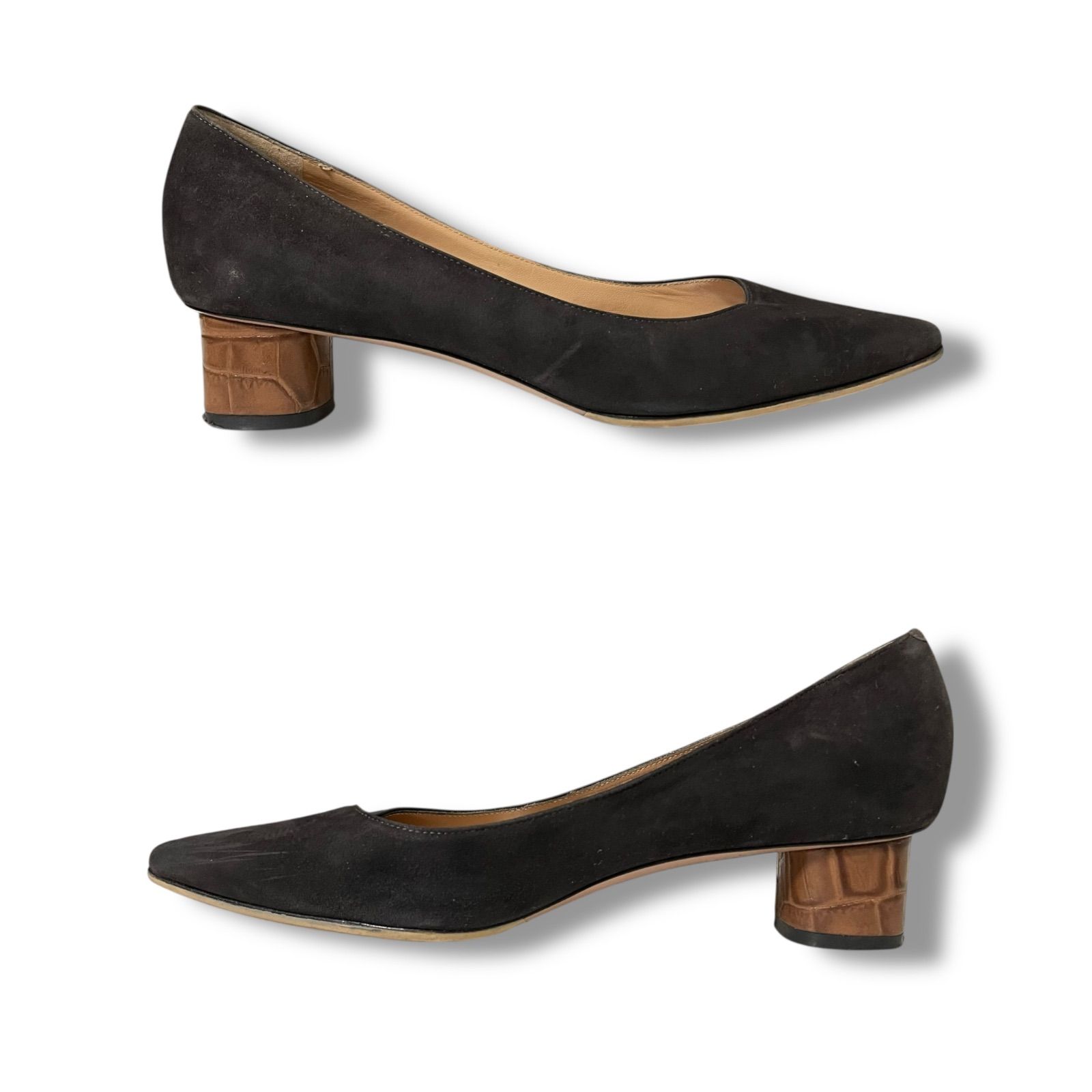 PELLICO 黒 エナメル オープントゥ パンプス PELLICO 黒 エナメル オープントゥ パンプス