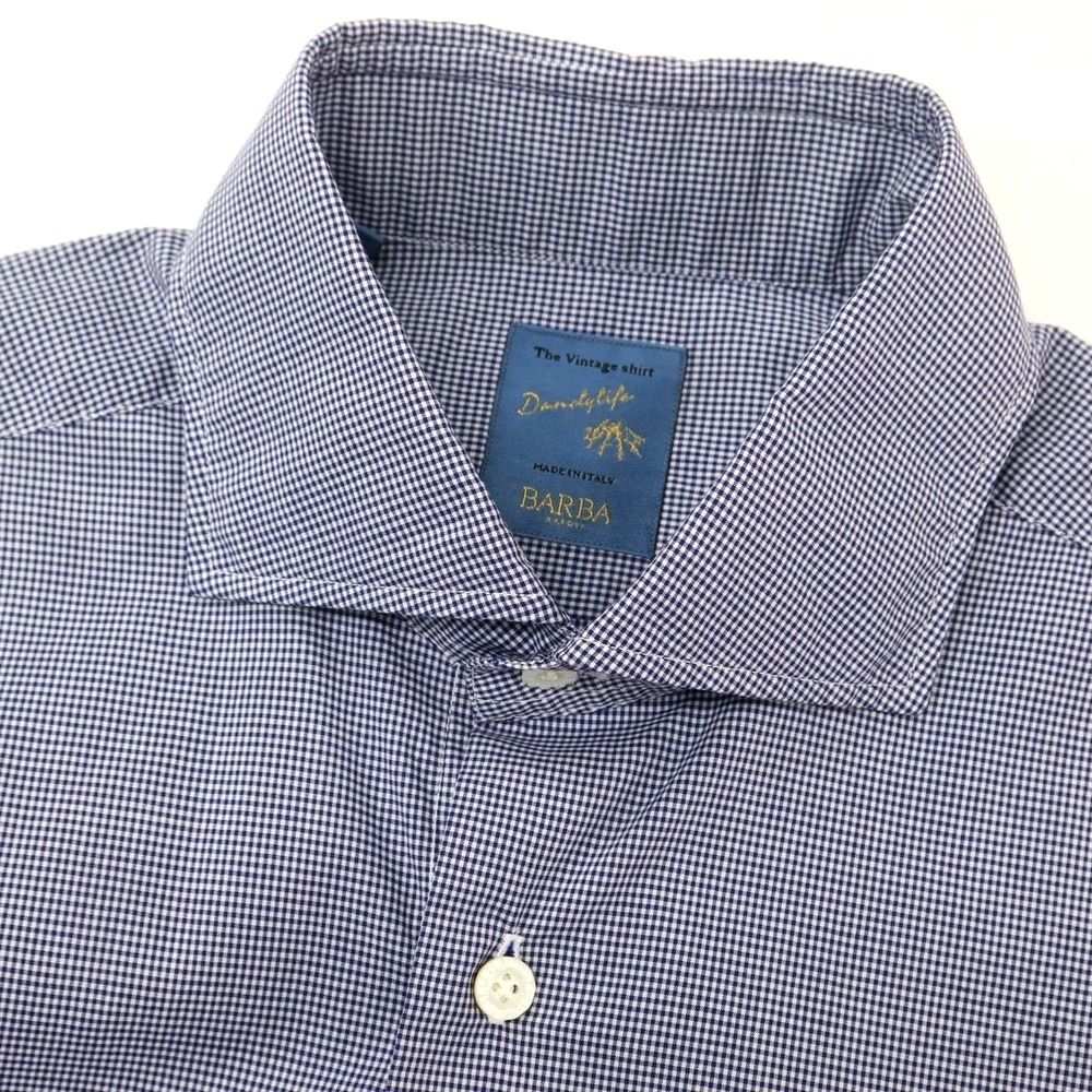 BARBA DANDYLIFE バルバ ダンディライフ ネイビー コットンシャツ 新品バルバ ダンディライフ BARBA DANDY LIFE コットン チェック