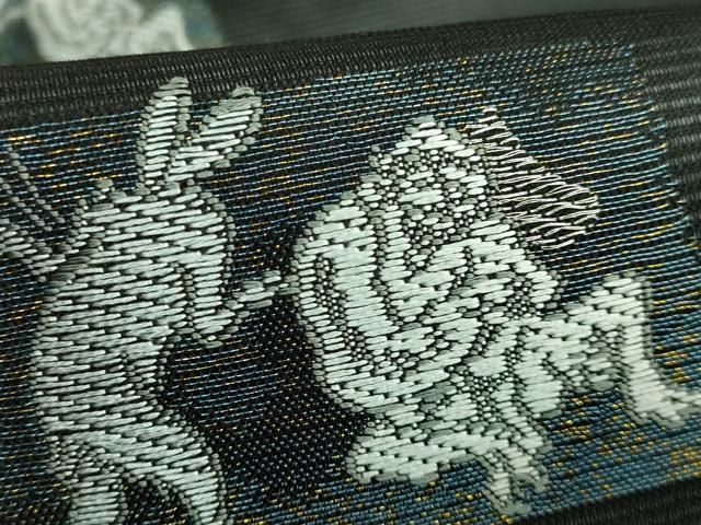 九寸名古屋帯 鳥獣戯画