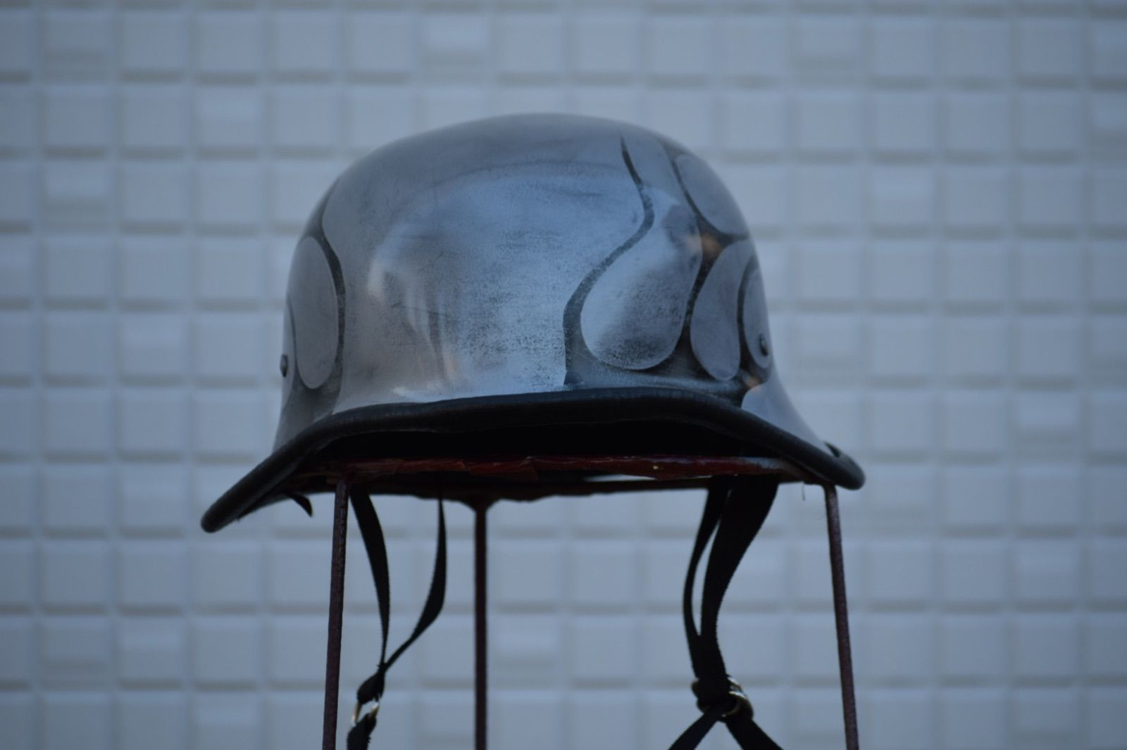 ナチヘル　ジャーマンヘルメット　半キャップ　半ヘル　メッキ塗装 オリジナルペイント　カスタムペイント　エイジング