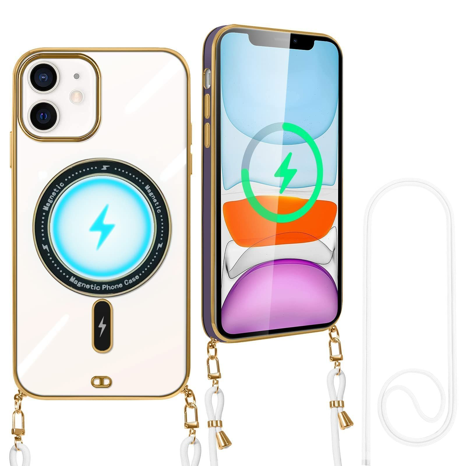 【新着商品】iPhone11 ケース ショルダー 半透明 iPhone 11 カバー MagSafe対応 首掛け 肩掛け 斜め掛け 紐付き ストラップ付き 韓国 携帯ケース ワイアレス充電対応 アイフォン 11 耐衝撃 全面保護 