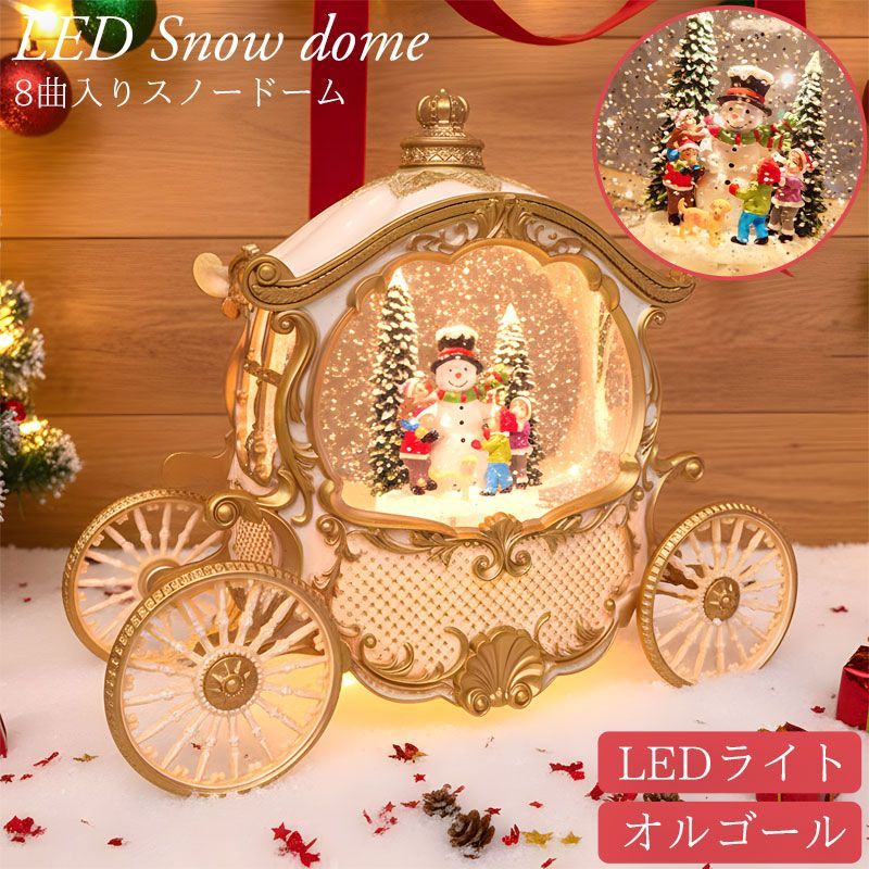 スノードーム クリスマス オルゴール クリスタルボール スノーボール ジオラマ オーナメント Xmas 置物 サンタ 雪だるま スノーグローヴ ランタン LED USB レトロ おしゃれ モダン 子供 プレゼント 音楽付き SN-01WH