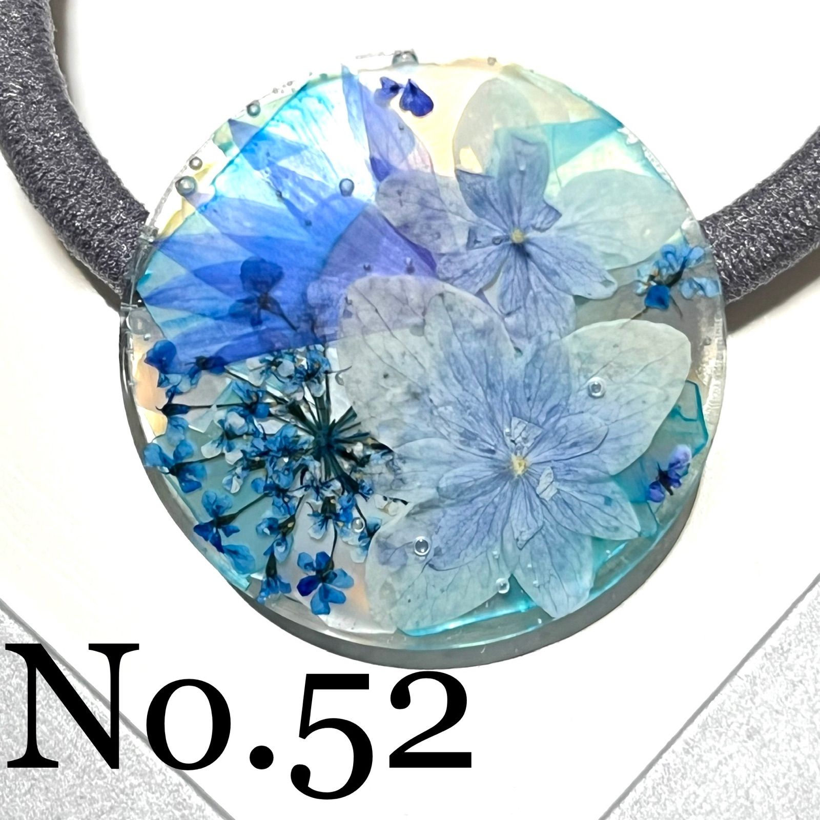 レジンヘアゴム BLUEフラワー ボタニカルフラワーレジンヘアゴムNo