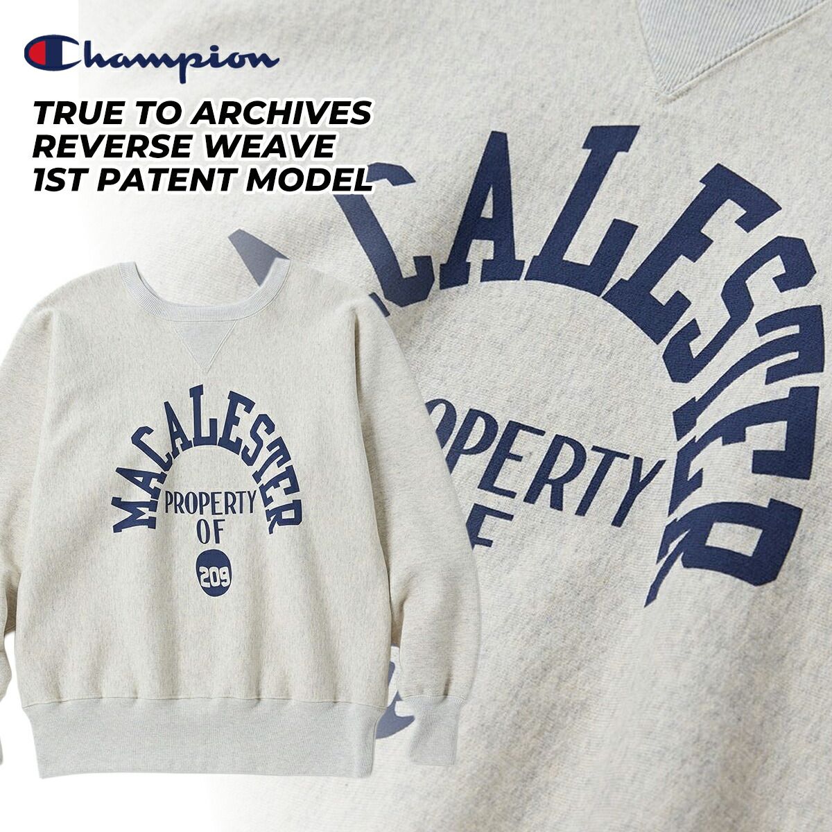 チャンピオン トゥルー トゥ アーカイブス リバースウィーブ ファースト パテント モデル Champion TRUE TO ARCHIVES REVERSE WEAVE 1ST PATENT MODEL c3-u037 ウェア トップス 長袖 クルーネック