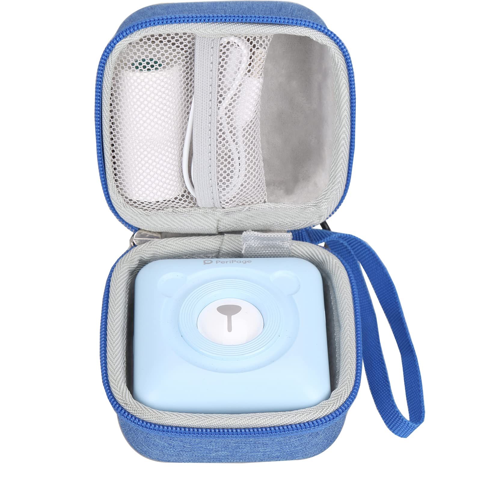 BTOPCASE ハードEVAストレージケース PeriPage Mini Pocket Wireless BTサーマルプリンター用 内側ブルーグレー絨毛