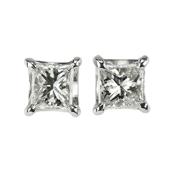 Pt950 Pt900 プリンセスカット ダイヤモンド ピアス 0.651ct F G VS2 VS1 4本爪スタッド エスコレ SIROKUMA-CORPORATION_COM