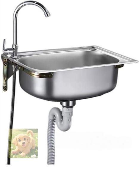 簡易流し台 ステンレス製 キッチンシンク 流し台 排水配管 シングルシンク 家庭用 台所 屋内 屋外 洗い物 に 錆びず 簡単取付 ブラケット付