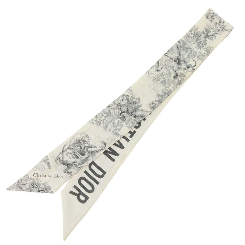 ✨極美品✨クリスチャンデ オール ミッツァ　スカーフ　ホワイト＆グレー　シルク DIOR | Designer Silk Scarves & Mitzah for Women