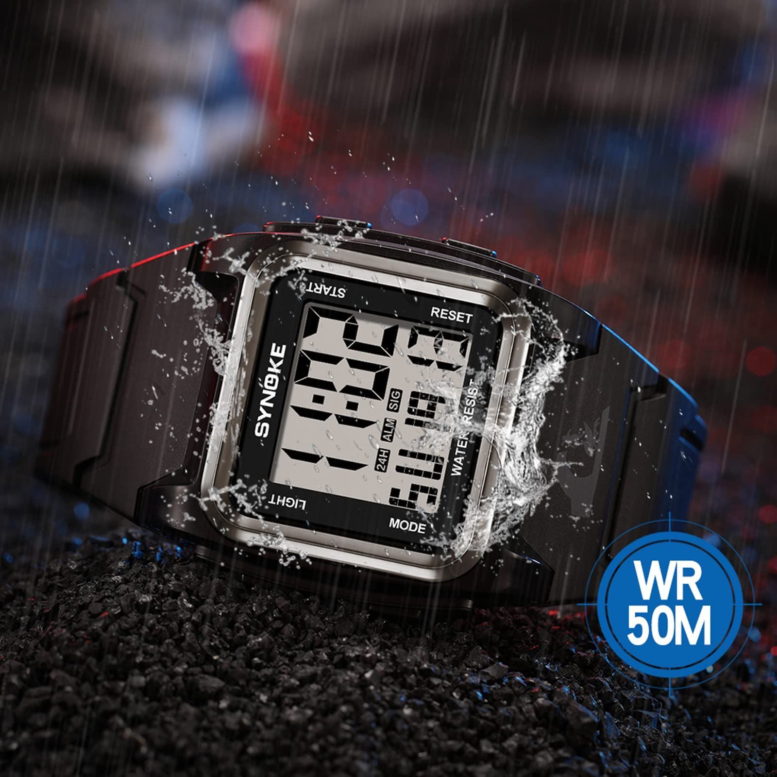 スポーツウォッチ ミリタリー メンズ 多機能電子腕時計 50m耐水 オリーブ 通販