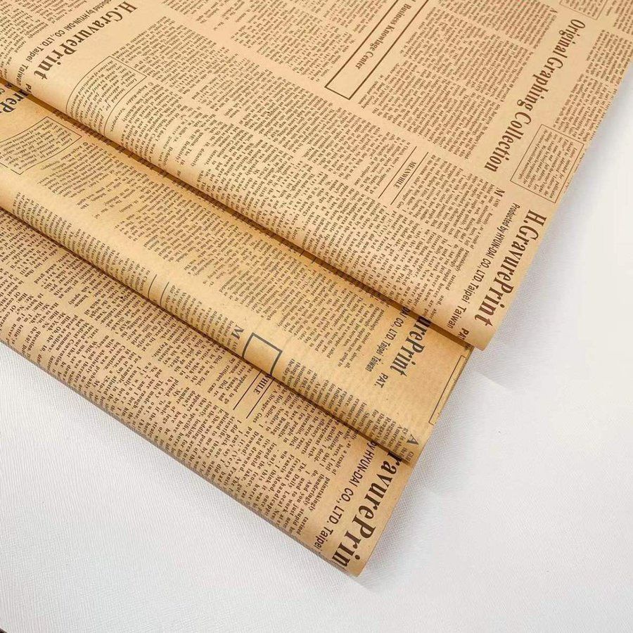 包装紙 新聞紙 英字 ラッピング用品 ラッピングペーパー 45枚入