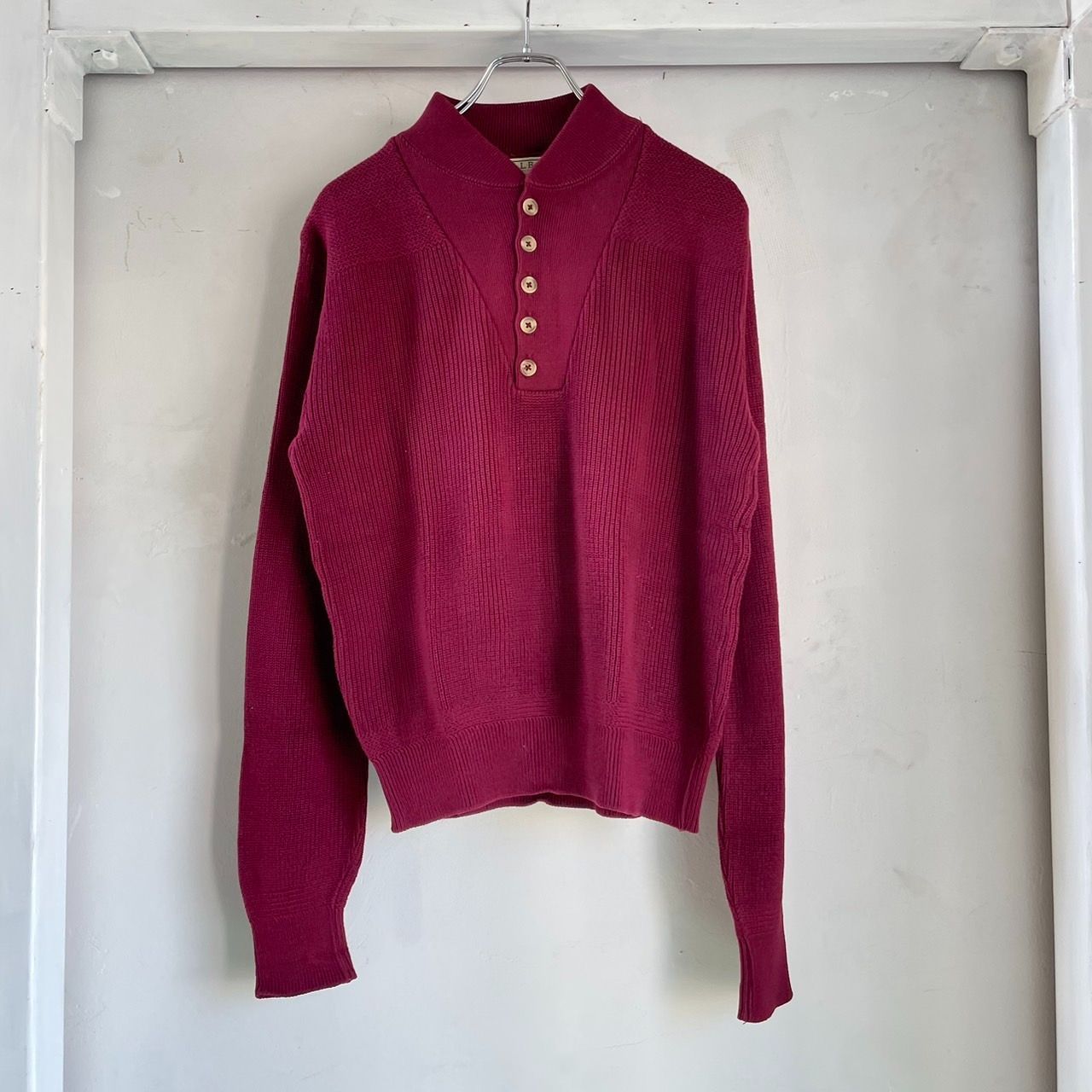 LLBEAN HENLEY NECK COTTON KNIT