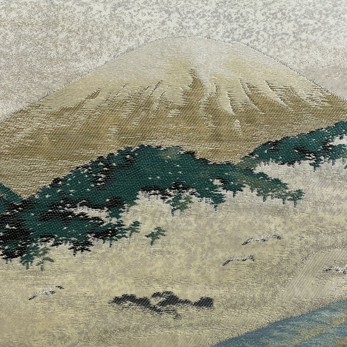 横山大観　袋帯　富士山 袋帯 名品 じゅらく 落款 横山大観 富士山 風景 金銀糸 箔
