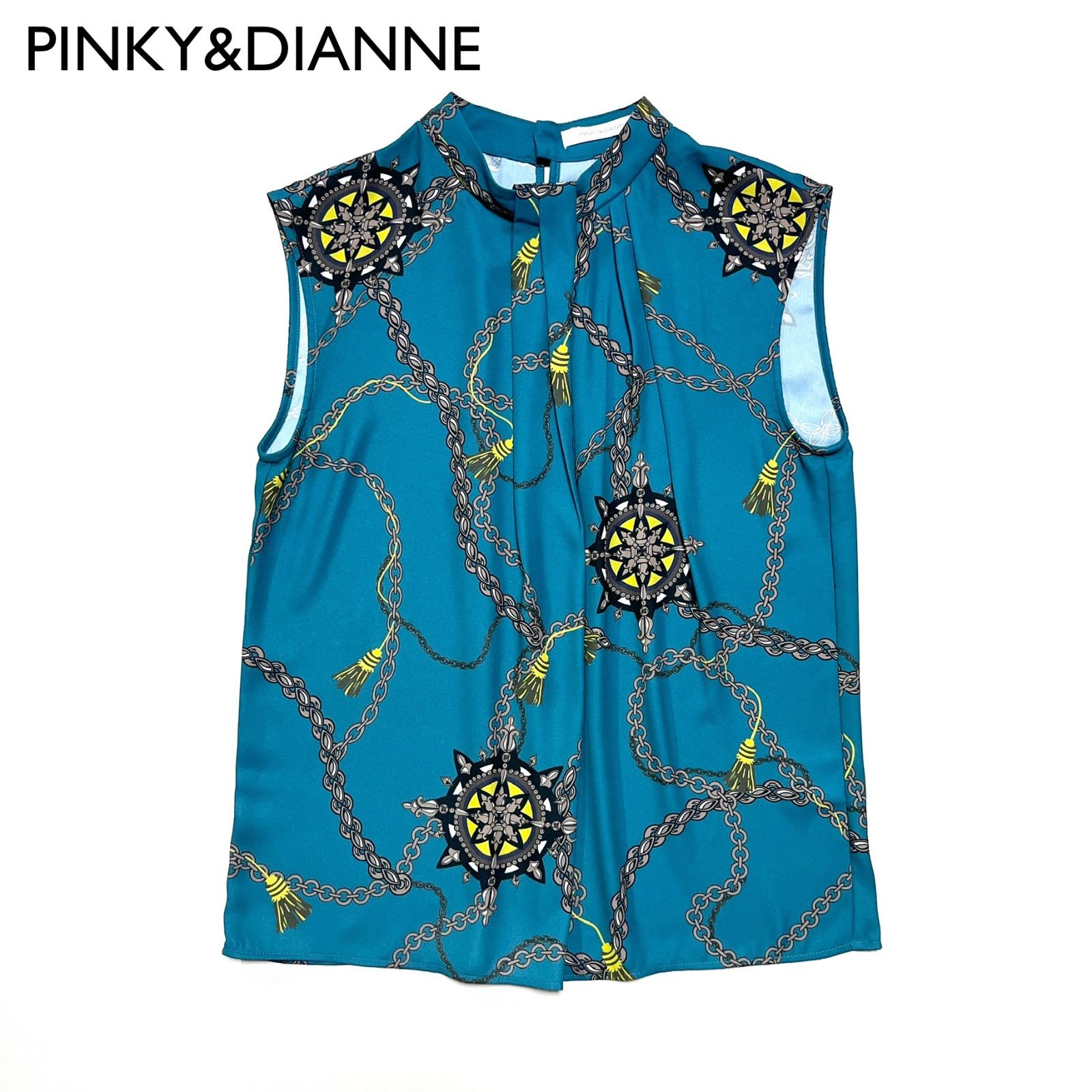 cE37 PINKY-DIANNE スカーフプリントブラウス ノースリーブシャツ 定価24 200円